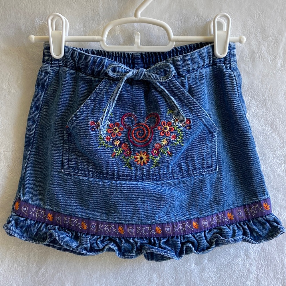 Vintage Micky & Co. Girl Denim Embroidered Skort